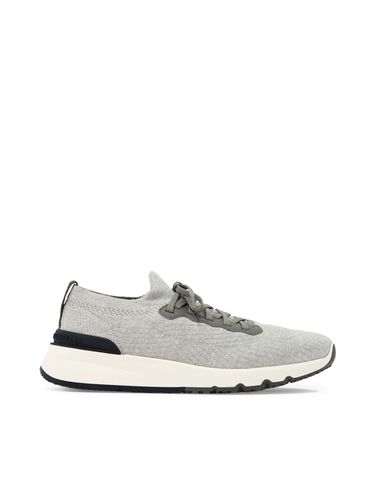 Knitted Runners In Cotton And Semi-glossy Calfskin - Brunello Cucinelli - Modalova