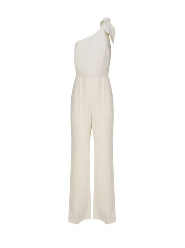 One-shoulder Linen Canvas Jumpsuit With Decorative Bow - Chloé - Modalova
