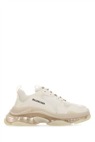 Cream Leather And Fabric Triple S Sneakers - Balenciaga - Modalova