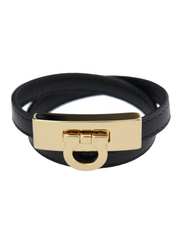 Gancini Double Twist Bracelet In Leather Woman - Ferragamo - Modalova