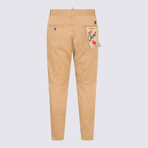 Light Brown Cotton Blend Trousers - Dsquared2 - Modalova