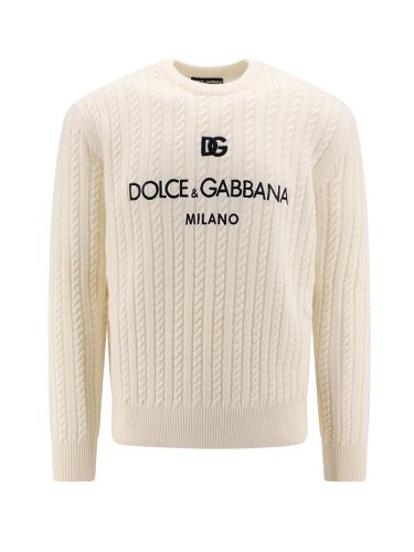 Braided Wool Sweater With Logo - Dolce & Gabbana - Modalova