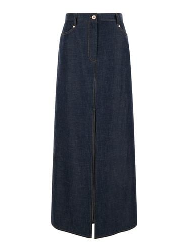 Maxi Skirt With Contrasting Stitching In Cotton Denim Woman - Brunello Cucinelli - Modalova