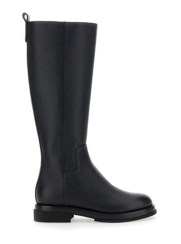 Knee-high Boots With Pull-tab And The Heel In Leather Woman - Pollini - Modalova