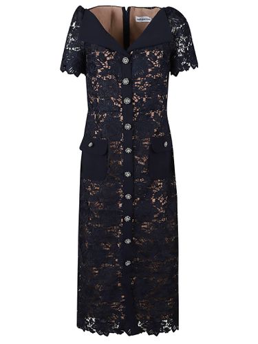 Lace Open Neck Midi Dress - self-portrait - Modalova