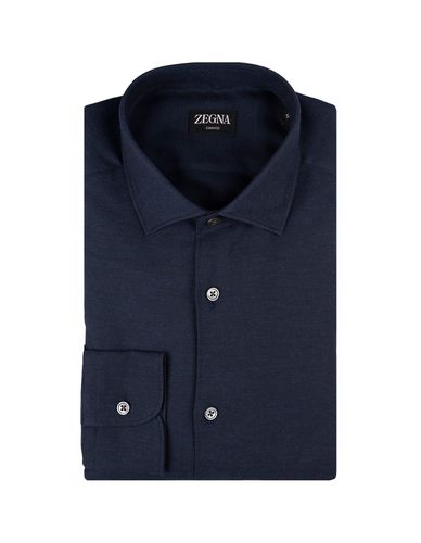 Zegna Navy Blue Cashco Shirt - Zegna - Modalova