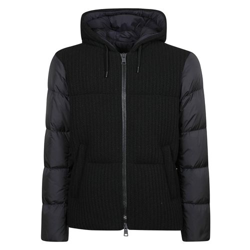 Knit-panel Zipped Puffer Jacket - Herno - Modalova