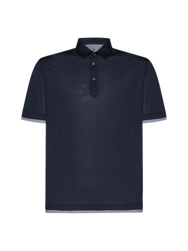 Blue Jersey Faux-layering Polo Shirt - Brunello Cucinelli - Modalova