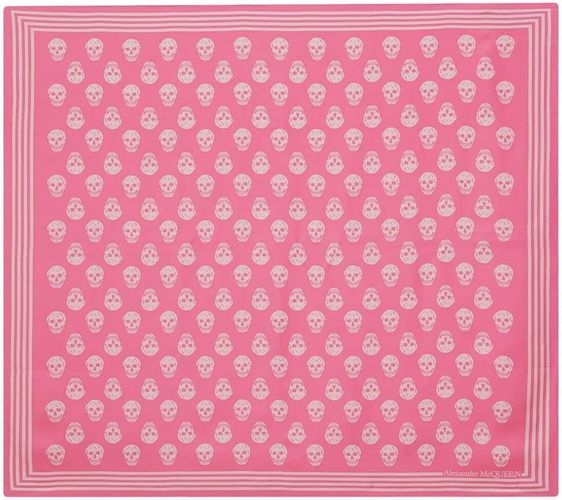 Pink Silk Scarf With Skull Pattern - Alexander McQueen - Modalova