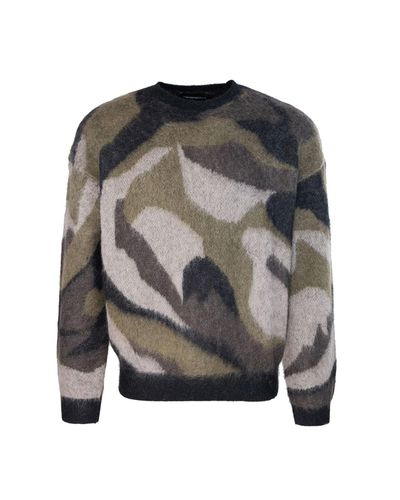 Camouflage Pattern Crewneck Jumper - Emporio Armani - Modalova