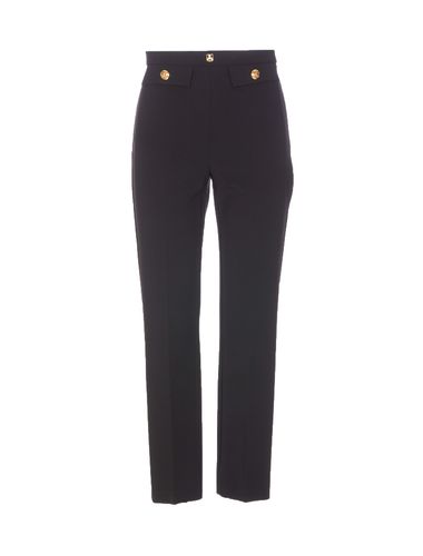 Straight Pants With Logo Rivet - Elisabetta Franchi - Modalova