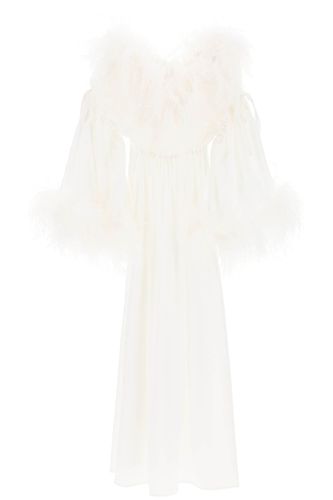 Bettina Maxi Dress In Satin With Feathers - Art Dealer - Modalova