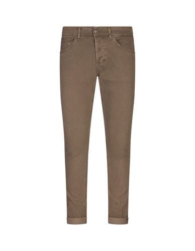 Pocket George Trousers In Khaki Stretch Cotton - Dondup - Modalova