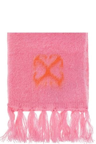 Logo Detailed Fringed Scarf - Off-White - Modalova