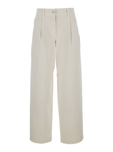 Baggy Jeans With Button Closure In Stretch Cotton Denim Woman - Brunello Cucinelli - Modalova