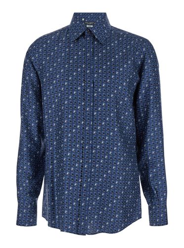 Shirt With All-over Print In Silk Man - Dolce & Gabbana - Modalova