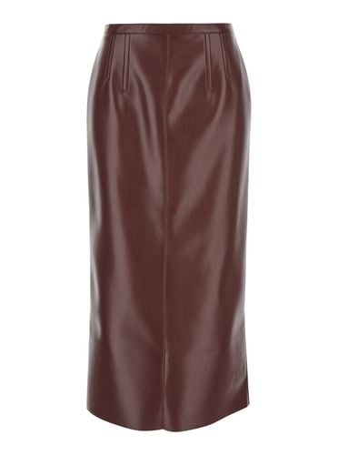 Midi Brown Skirt With Rear Slit In Eco Leather Woman - Philosophy di Lorenzo Serafini - Modalova