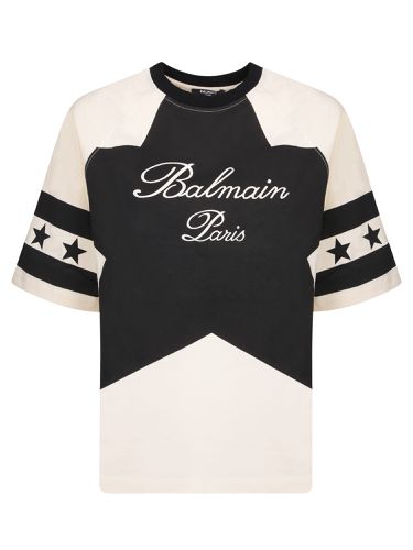 Cream And Black Stars T-shirt - Balmain - Modalova