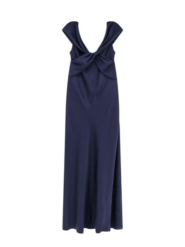 Bow Detailed Flared Maxi Satin Dress - Alberta Ferretti - Modalova