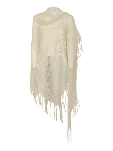 Fringed Overall Mesh Long Poncho - Mirror in the Sky - Modalova