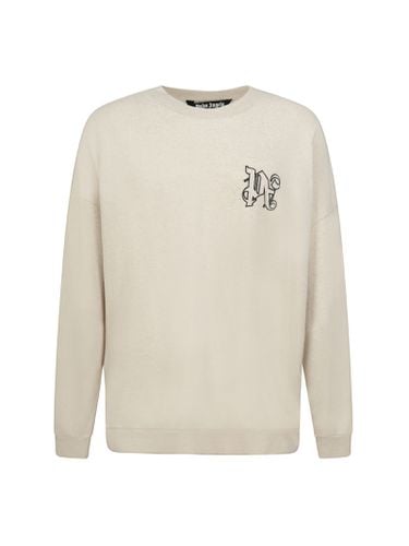 Pa Monogram Linen Crewneck - Palm Angels - Modalova