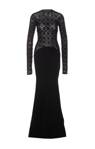 Embroidered Flocked Maxi Tulle Dress - Elisabetta Franchi - Modalova