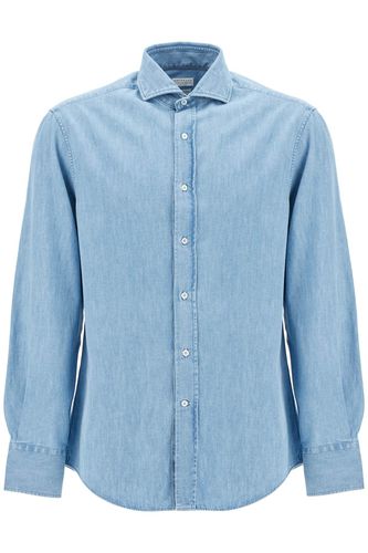 Lightweight Slim Fit Denim Shirt - Brunello Cucinelli - Modalova