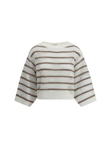 Sweater In Perforated Knit - Brunello Cucinelli - Modalova