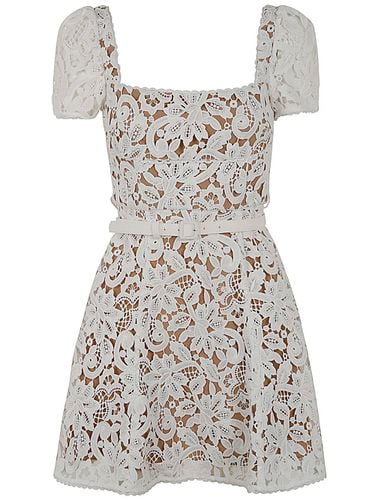 White Floral Lace Mini Dress - self-portrait - Modalova