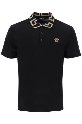 Polo Shirt With Greca Collar - Versace - Modalova