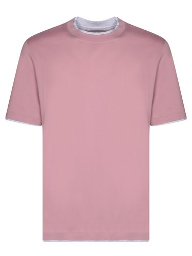 Contrasting Edges Pink T-shirt - Brunello Cucinelli - Modalova