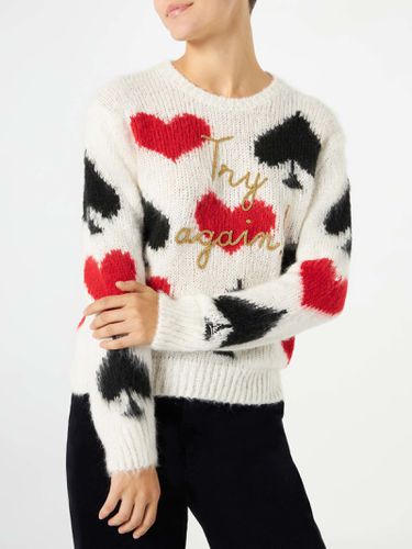 Woman Brushed Sweater With Spades And Hearts Embroidery - MC2 Saint Barth - Modalova
