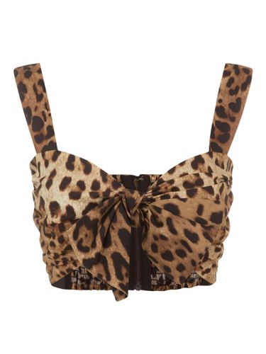 Bow Front Leopard Printed Top - Dolce & Gabbana - Modalova