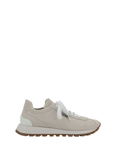 Shiny Tab Leather Sneaker - Brunello Cucinelli - Modalova