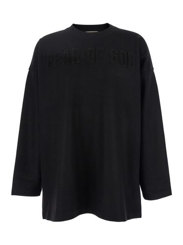 Crewneck T-shirt With Maxi Tonal Logo Patch On The Front In Cotton Man - Fear of God - Modalova