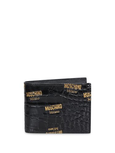 Moschino Black Croco Wallet - Moschino - Modalova