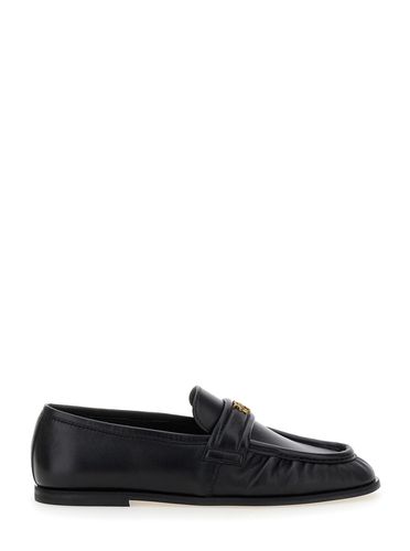 Loafers With Front Metal Logo Detail In Leather Woman - Pinko - Modalova