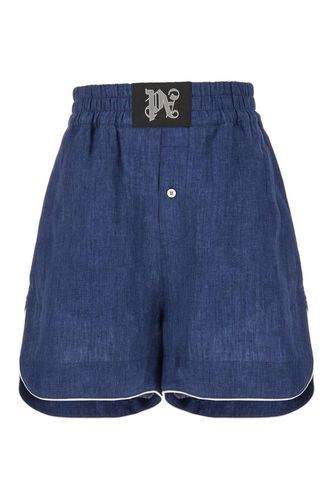 Palm Angels Monogram Linen Shorts - Palm Angels - Modalova