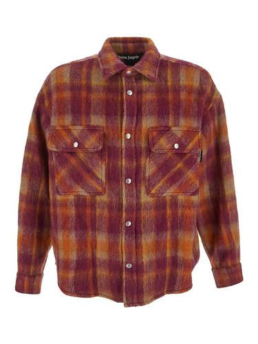 Brushed Wool Check Overshirt - Palm Angels - Modalova