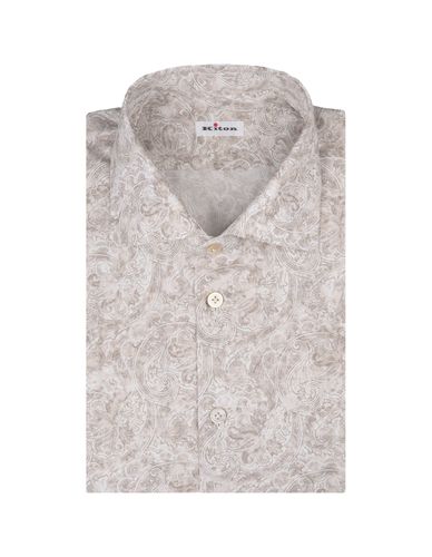 White Shirt With Beige Cashmere Pattern - Kiton - Modalova