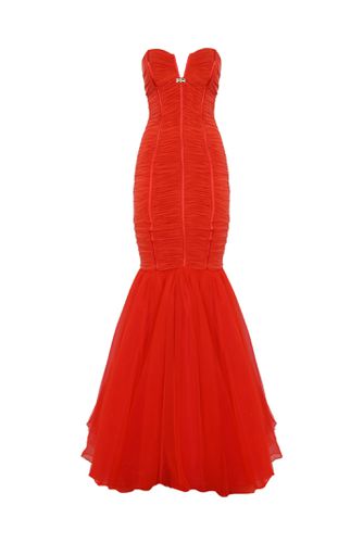 Red Carpet Dress In Jersey And Tulle - Elisabetta Franchi - Modalova