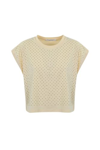 Cotton T-shirt With Rhinestones - Philosophy di Lorenzo Serafini - Modalova