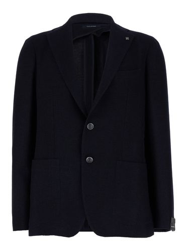 Single-breasted Jacket With Logo Pin In Silk And Wool Man - Tagliatore - Modalova