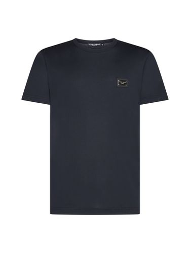 T-shirt With Logo Plaque - Dolce & Gabbana - Modalova