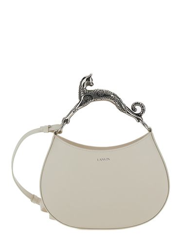 White Hobo Cat Bag With Embellished Metal Handle In Leather Woman - Lanvin - Modalova