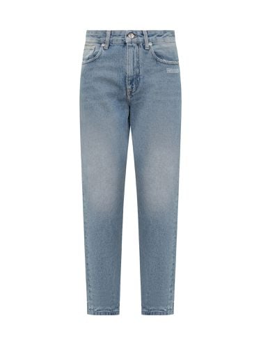 Logo Patch Straight Leg Cropped Jeans - Off-White - Modalova