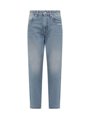 Logo Patch Straight Leg Cropped Jeans - Off-White - Modalova