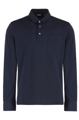 Zegna Long Sleeve Cotton Polo Shirt - Zegna - Modalova