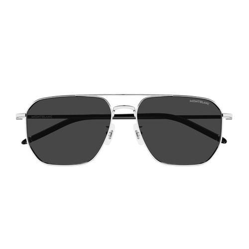 Mb0367sa Linea Meisterstück 002 Silver Black Grey Sunglasses - Montblanc - Modalova