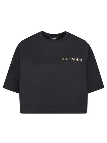 Balmain Black Cropped Logo T-shirt - Balmain - Modalova